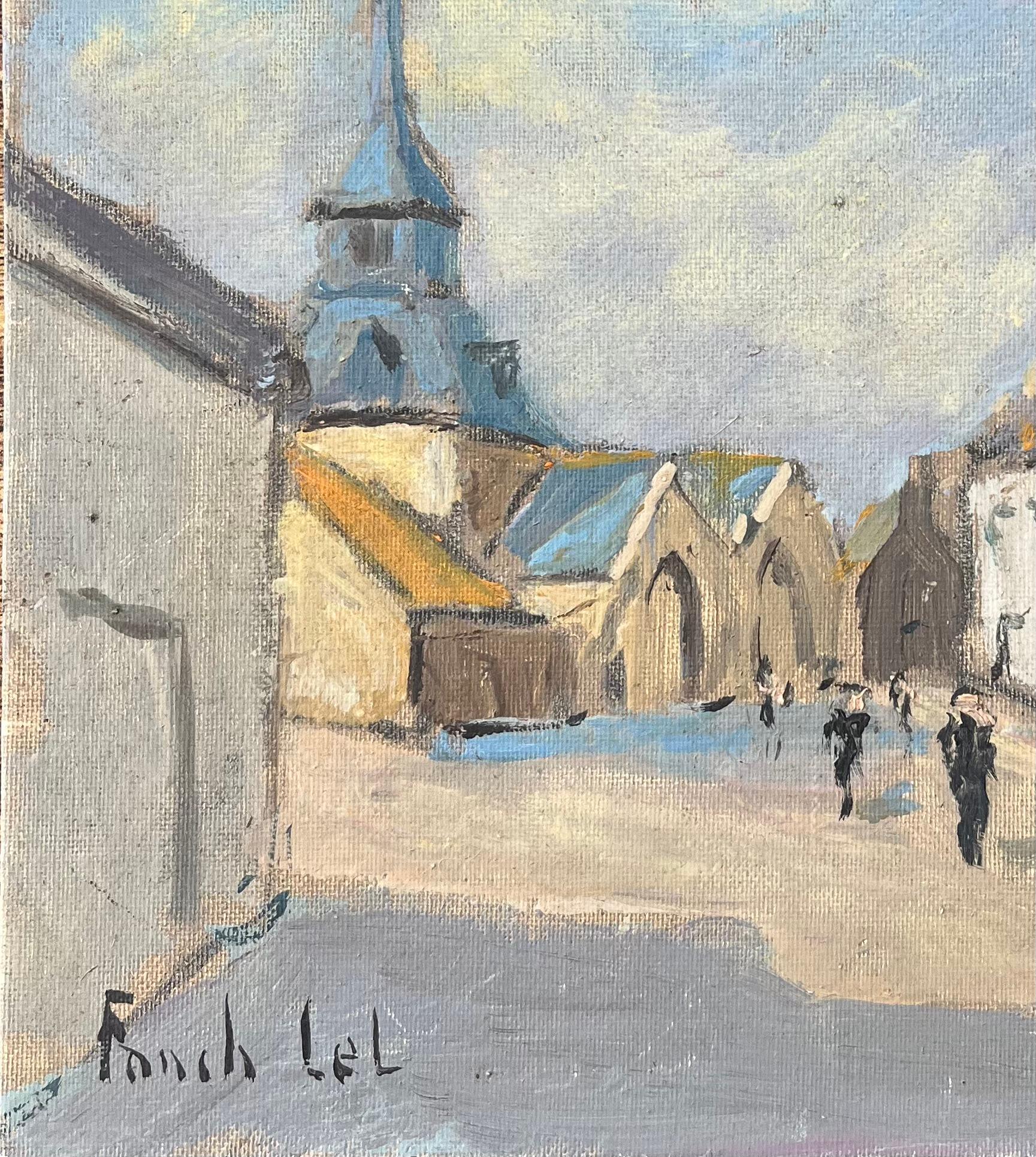 Pintura al óleo impresionista francesa de un de Village de Lizio, Morbihan en venta 1