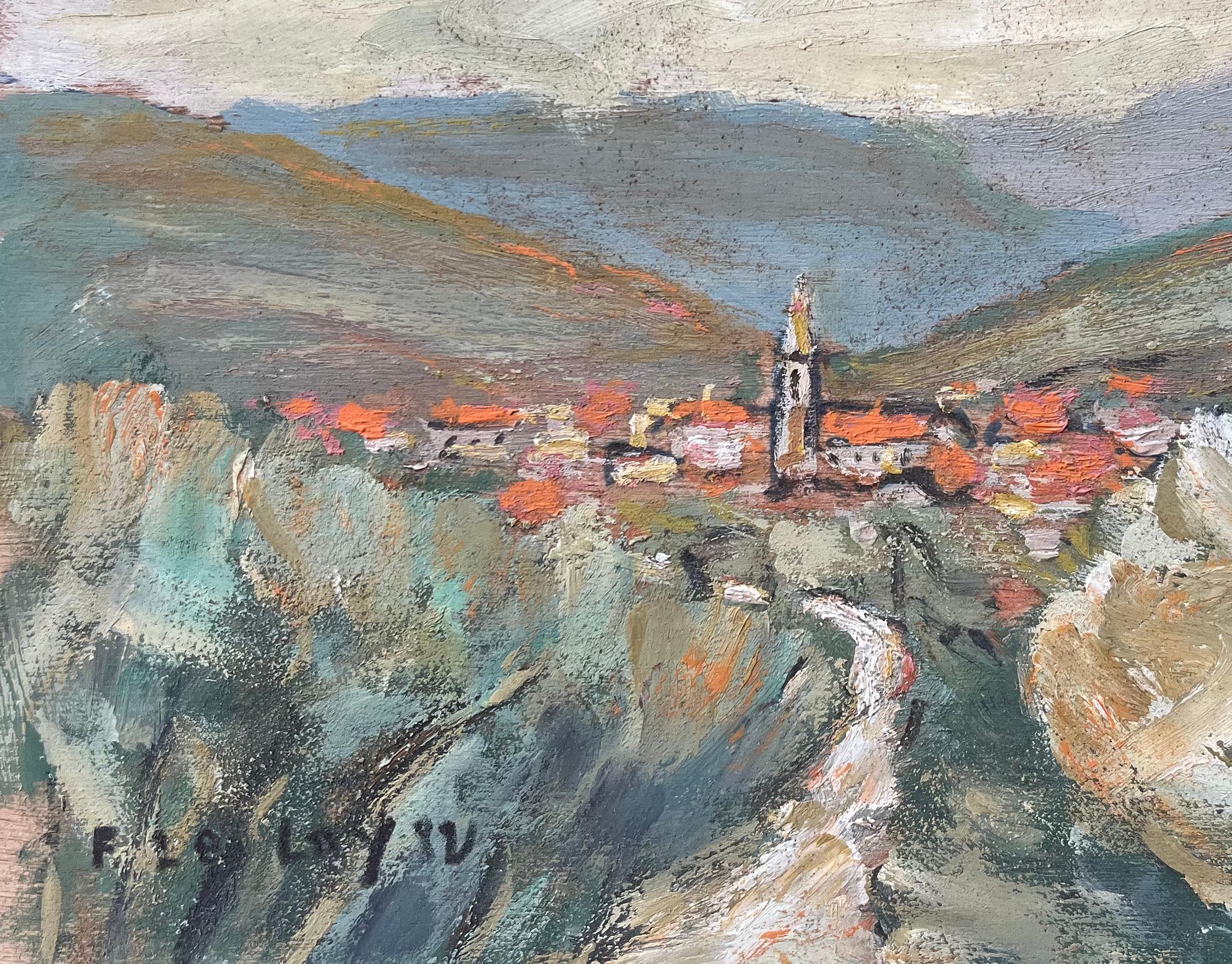 Pittura a olio impressionista francese di un paesaggio di un villaggio provenzale - Painting Impressionismo di Fanch Lel