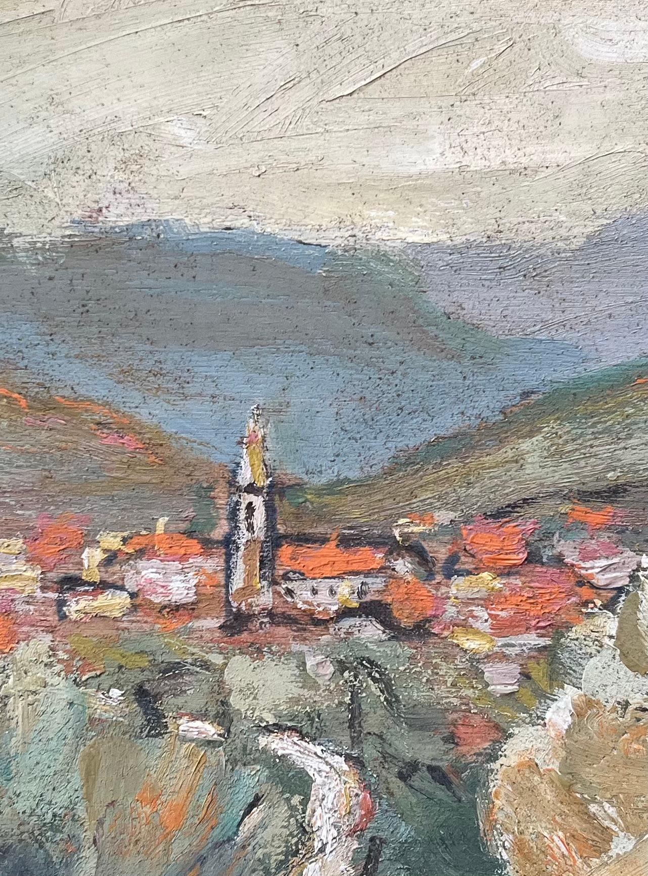 Titolo: Pittura ad olio impressionista francese di un paesaggio di villaggio provenzale
Di Fanch Lel (francese, nato nel 1930)
Dimensioni: 6,75 x 9,25 pollici (altezza x larghezza)
Firmato: Yes One
Pittura a olio su tavola, senza cornice
Condit: Il