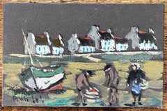 French Impressionist Oil Painting of a Quiet Post-tide Moment in a Small Village