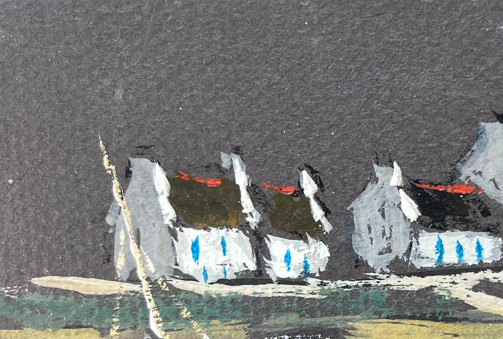 French Impressionist Oil Painting of a Quiet Post-tide Moment in a Small Village For Sale 3
