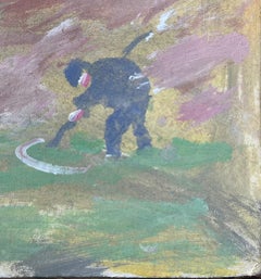 French Impressionist Oil Painting of a Rural Scene with Farmers