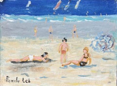 French Impressionist Oil Painting of a Summer Day on the Beach in Dinard