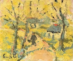 French Impressionist Oil Painting of a Sunlit Village Scene