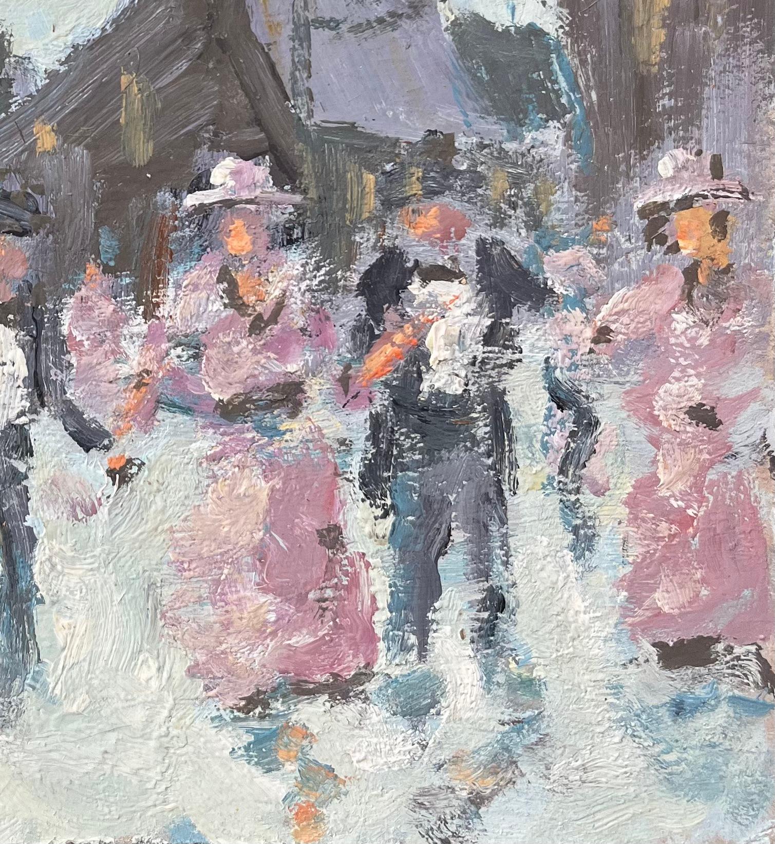 French Impressionist Oil Painting of a Village Dance Scene For Sale 1