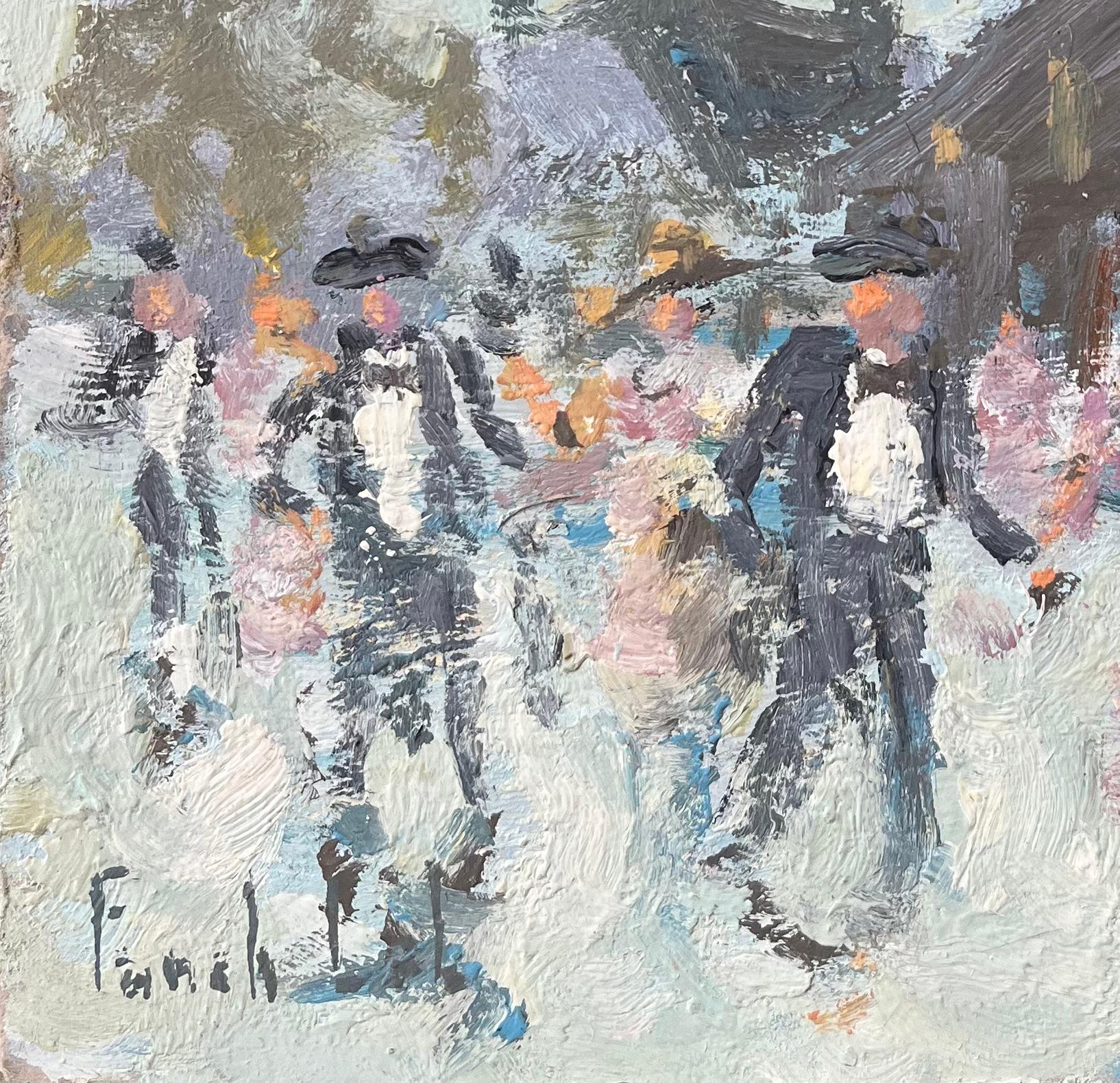 French Impressionist Oil Painting of a Village Dance Scene For Sale 2