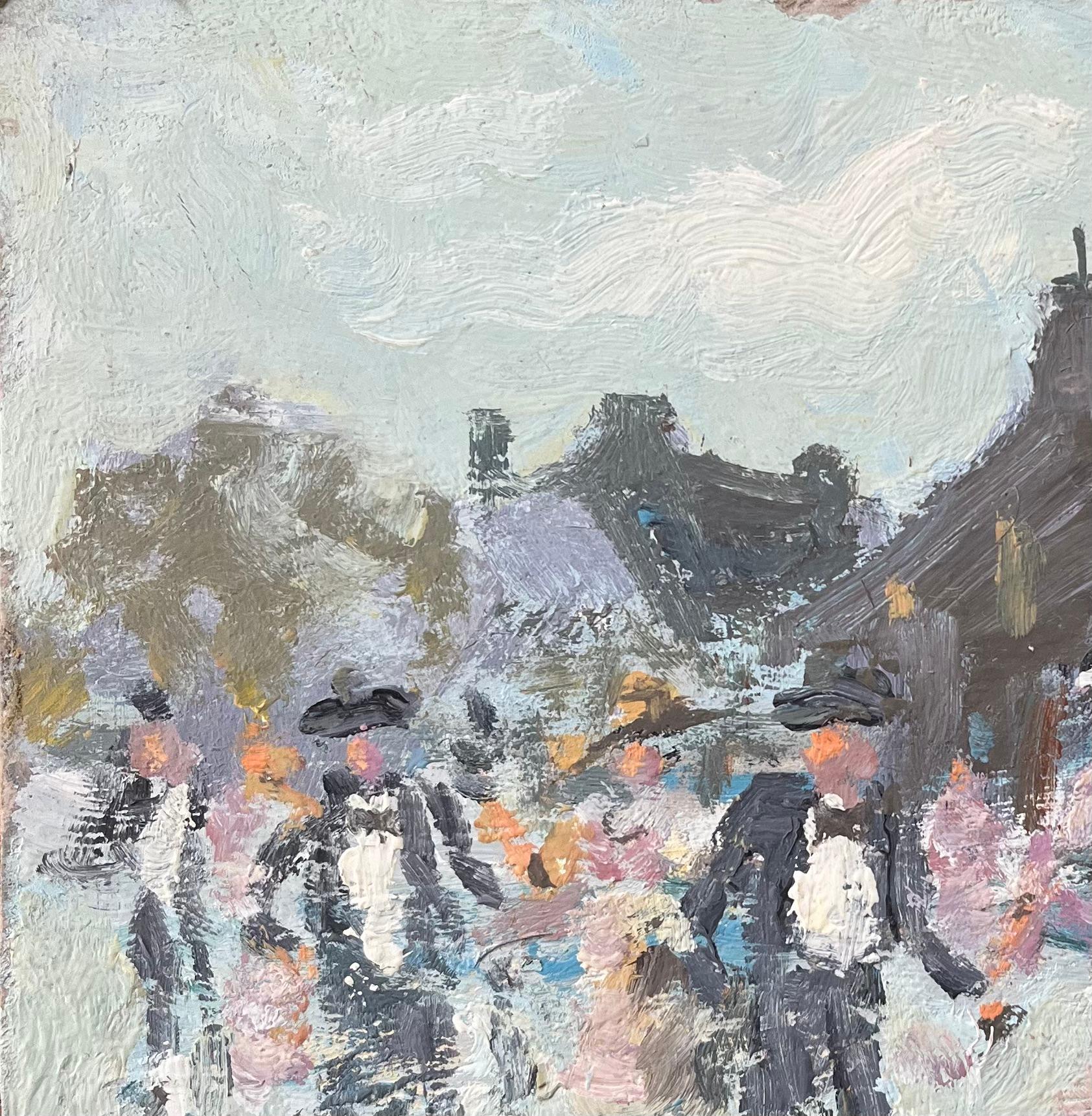 French Impressionist Oil Painting of a Village Dance Scene For Sale 3