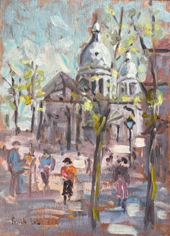 Französischer Impressionist Ölgemälde der Basilika Sacré-Cœur und Straßenszene