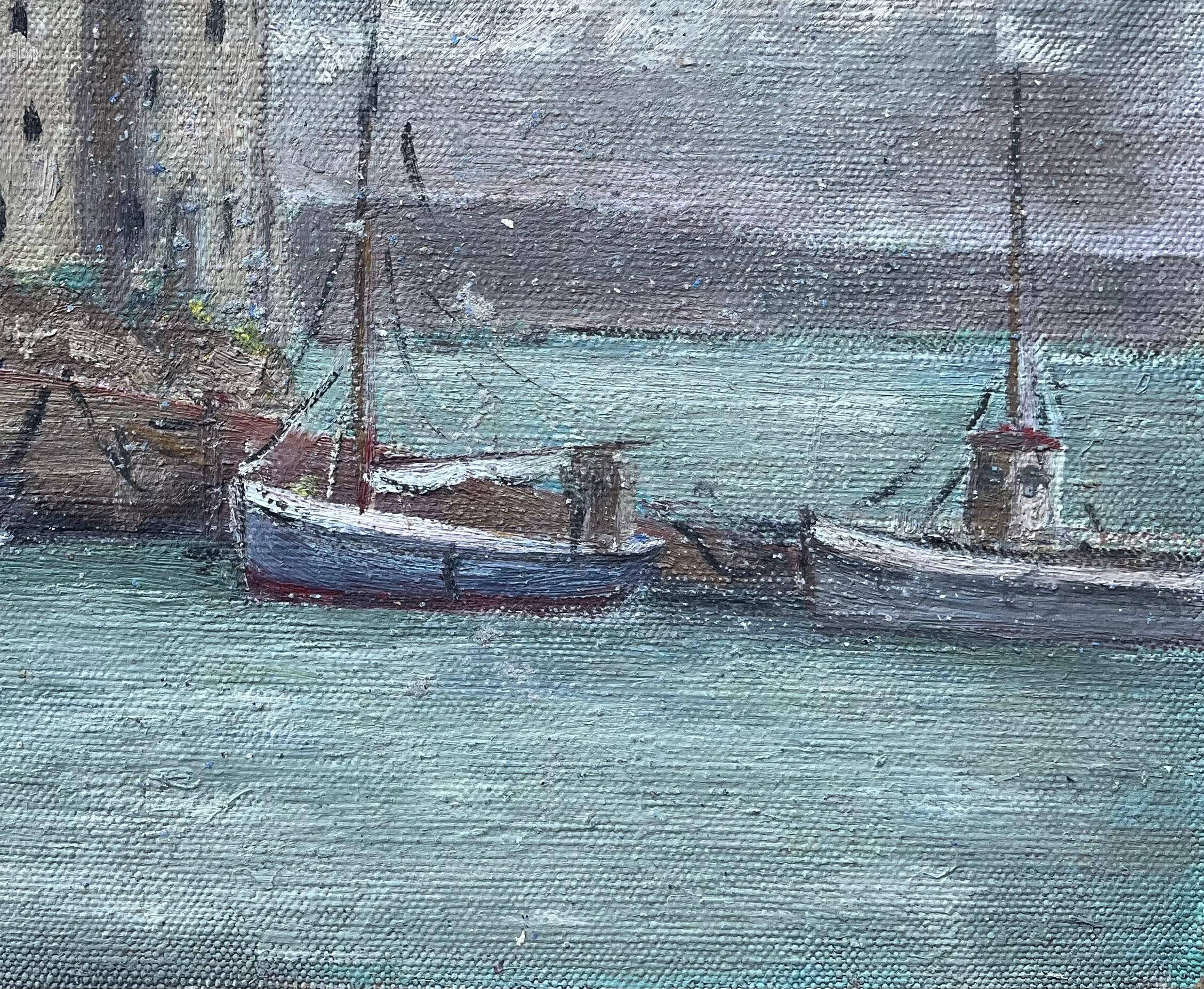 Titolo: Pittura a olio impressionista francese con barche e torre del porto
da Fanch Lel
Firmato: Yes One
Dimensioni: 9,5 pollici (altezza) x 12,75 pollici (larghezza)
Pittura a olio su tela, senza cornice
Condit: Il dipinto è in buone condizioni,