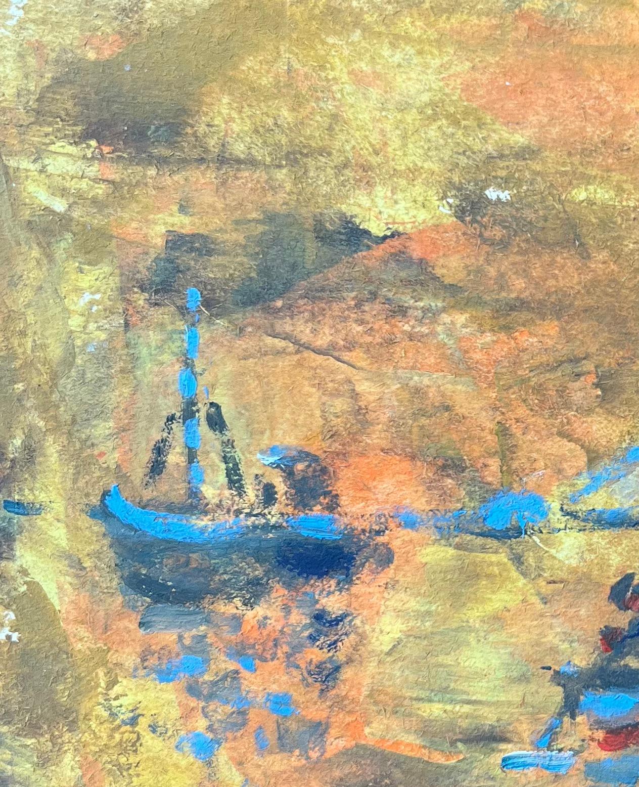 Dipinto a olio dell'Impressionismo francese raffigurante barche nel porto di Saint-Malo in vendita 1