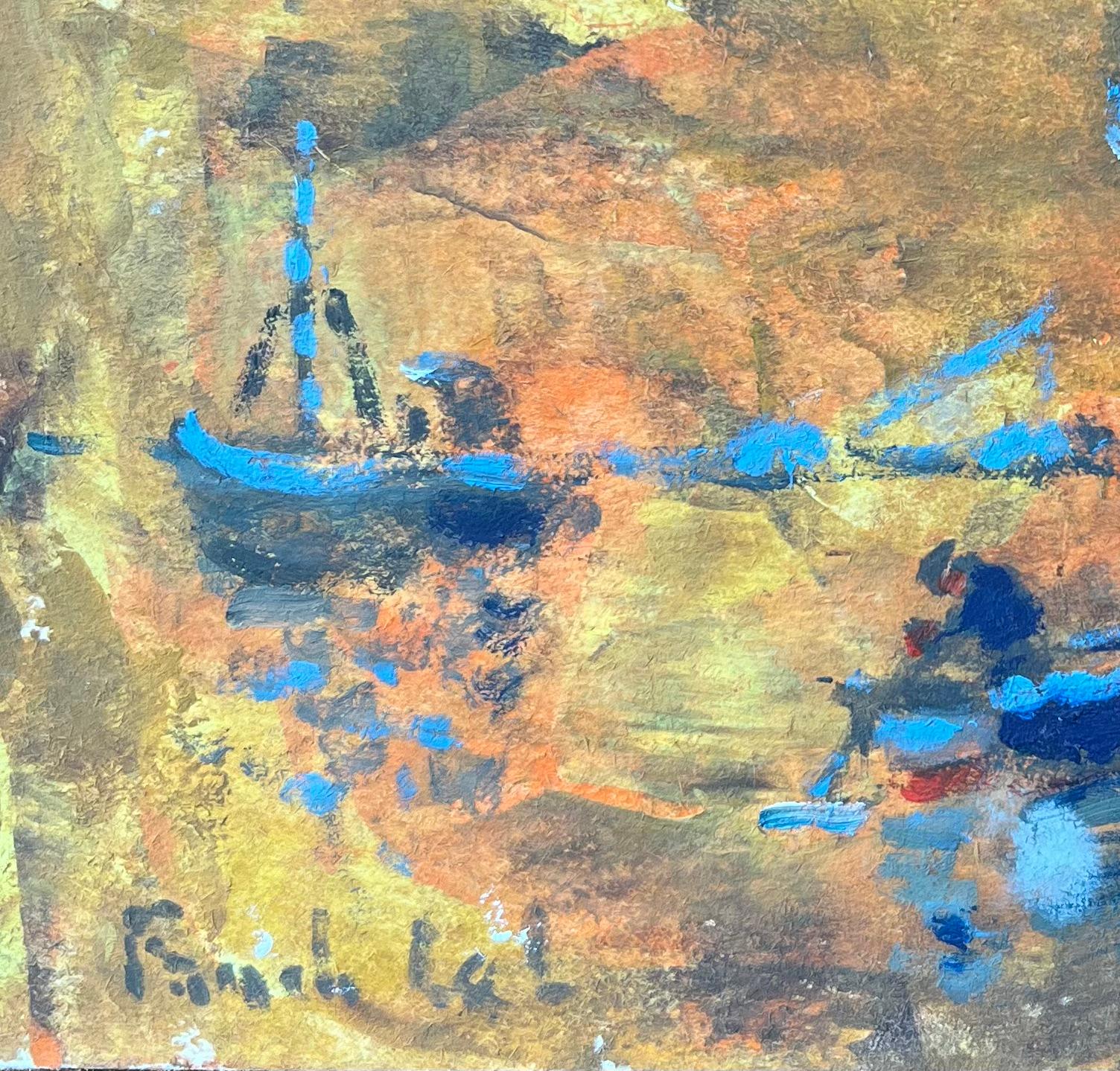 Dipinto a olio dell'Impressionismo francese raffigurante barche nel porto di Saint-Malo in vendita 2