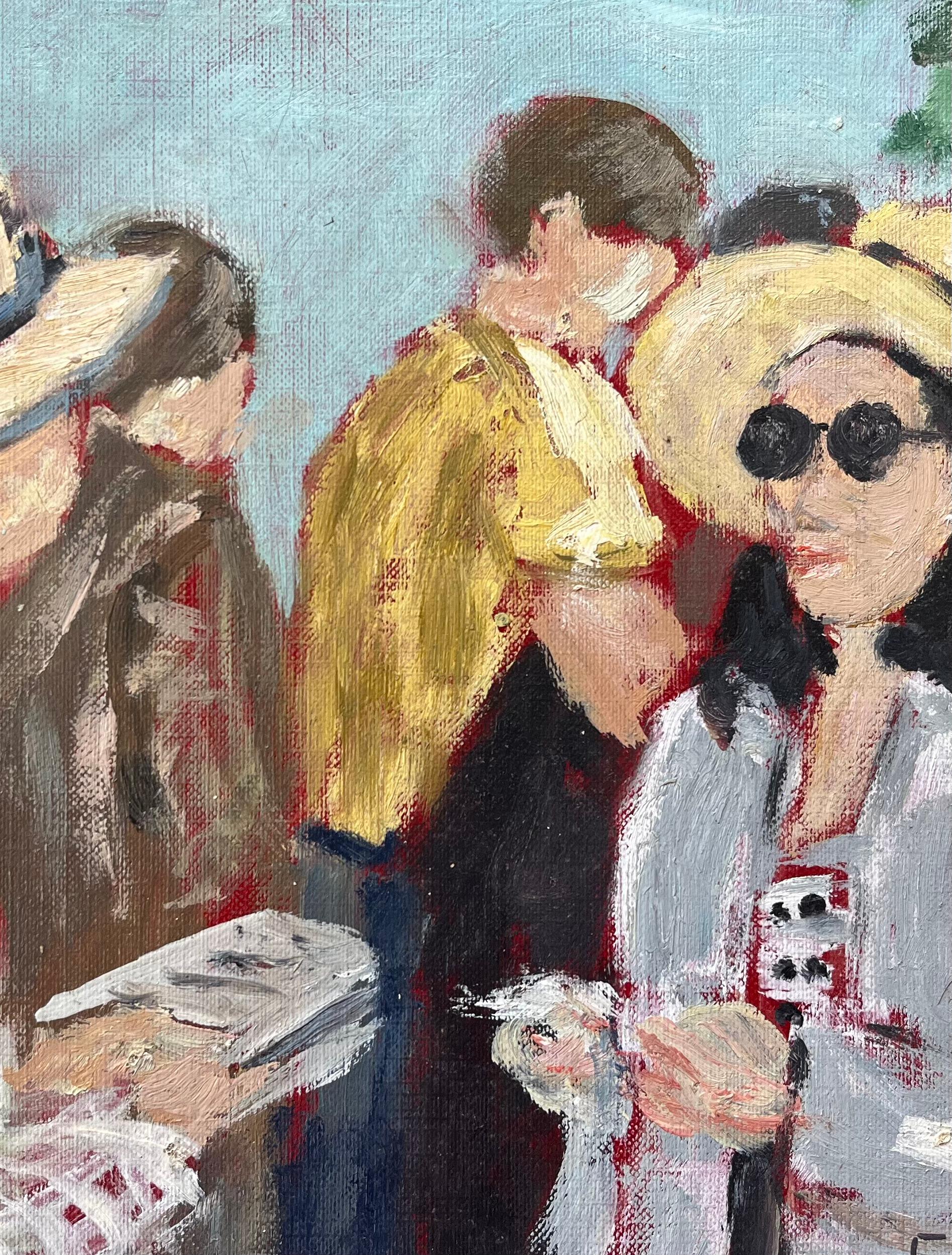 French Impressionist Oil Painting of Bustling Moment at the Market in La Tière For Sale 1
