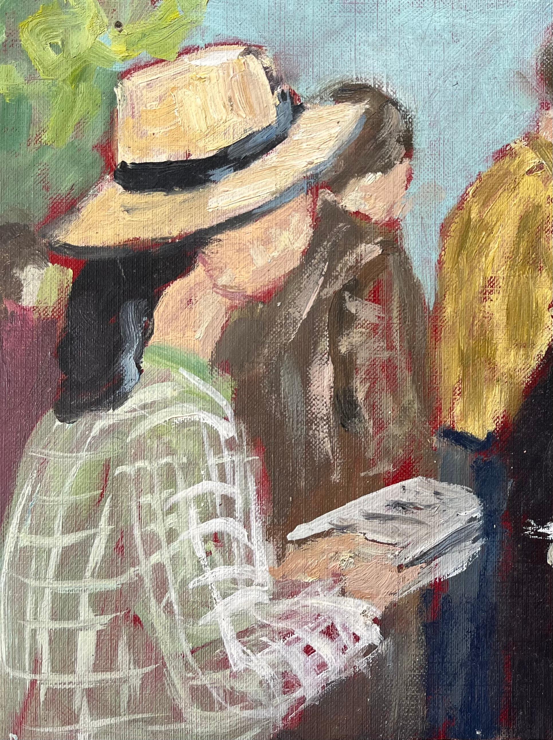 French Impressionist Oil Painting of Bustling Moment at the Market in La Tière For Sale 2