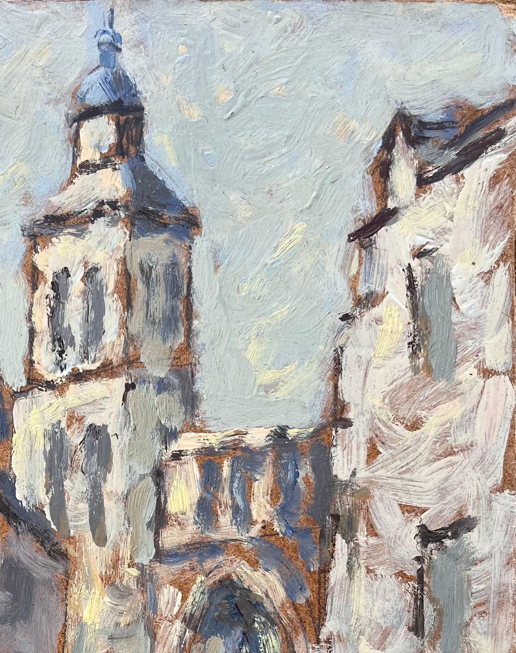 Titel: Französischer Impressionist Ölgemälde von belebter Straßenszene in Dieulefit Drôme
Von Fanch Lel
Unterzeichnet: ja
Größe: 10,75 x 8,75 Zoll (Höhe x Breite)
Ölgemälde auf Karton, ungerahmt
Zustand: Das Gemälde ist in gutem Zustand mit