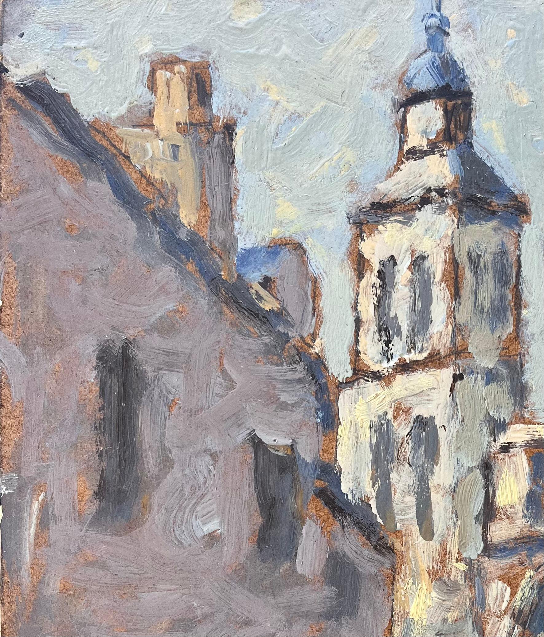 Französischer Impressionist Ölgemälde von belebten Straßenszene in Dieulefit Drôme im Angebot 1