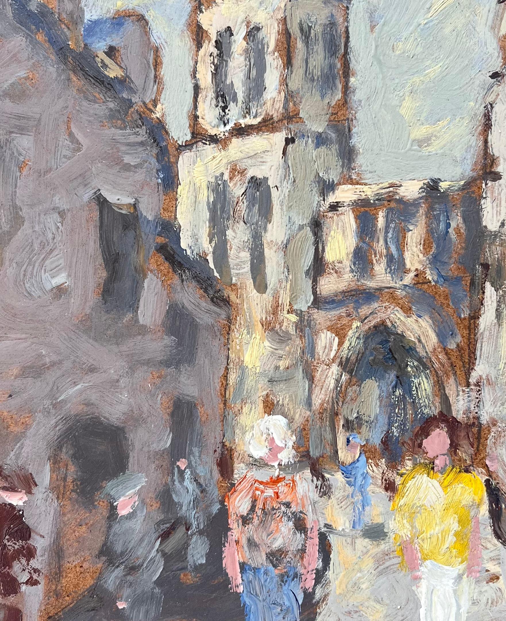 Französischer Impressionist Ölgemälde von belebten Straßenszene in Dieulefit Drôme im Angebot 2