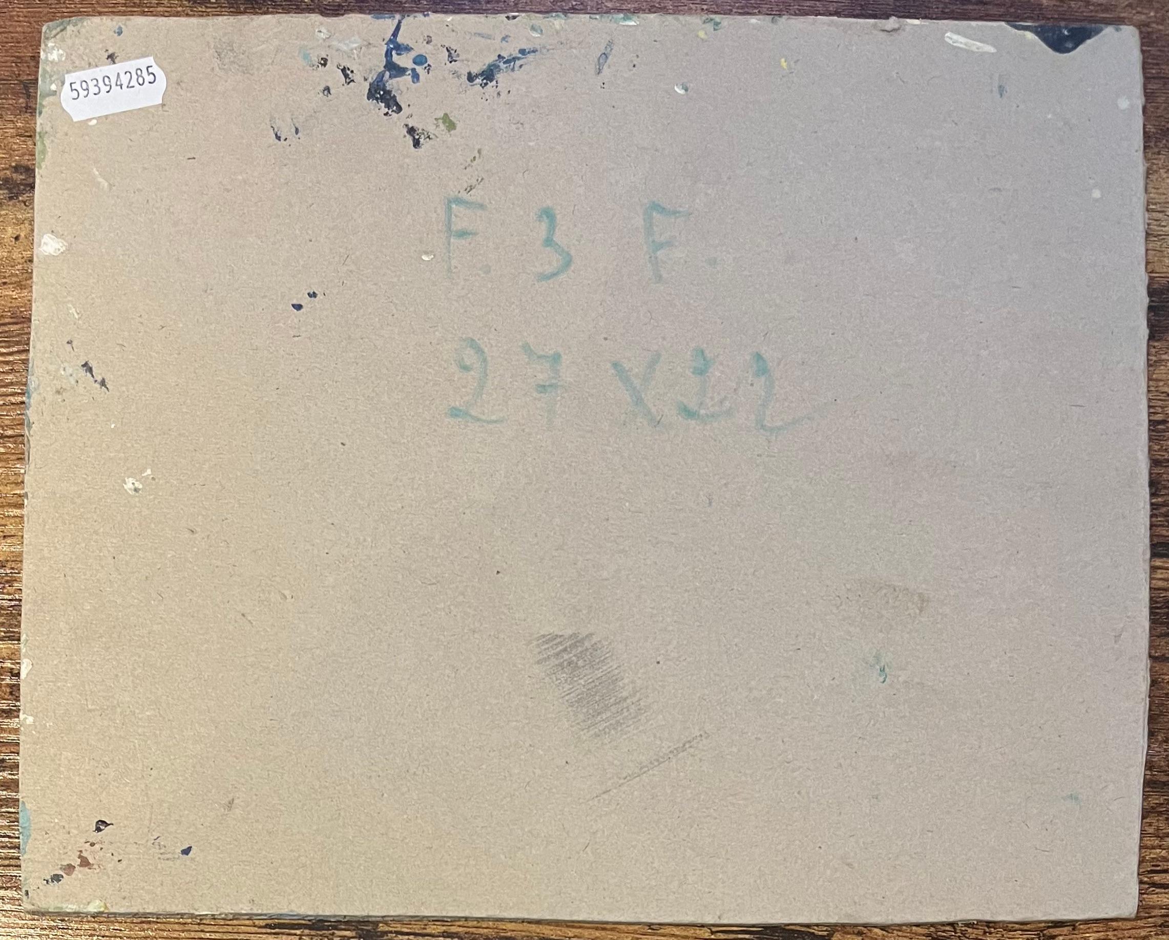 Pintura al óleo impresionista francesa de Café reunido bajo sombrillas 2