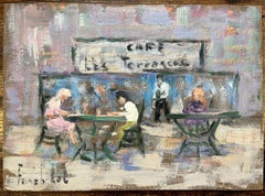 French Impressionist Oil Painting of Café Scene at Café des Terrasses