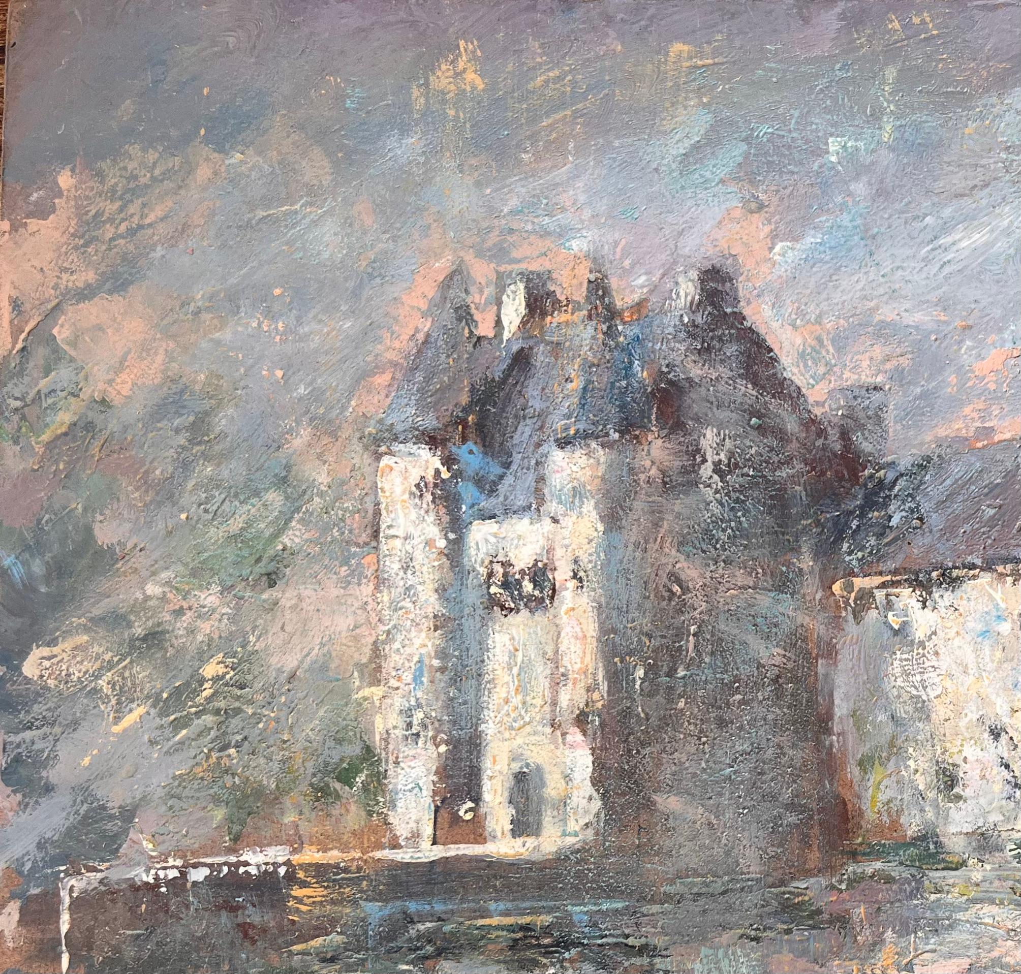 French Impressionist Oil Painting of Château de Trécesson in Brittany For Sale 1