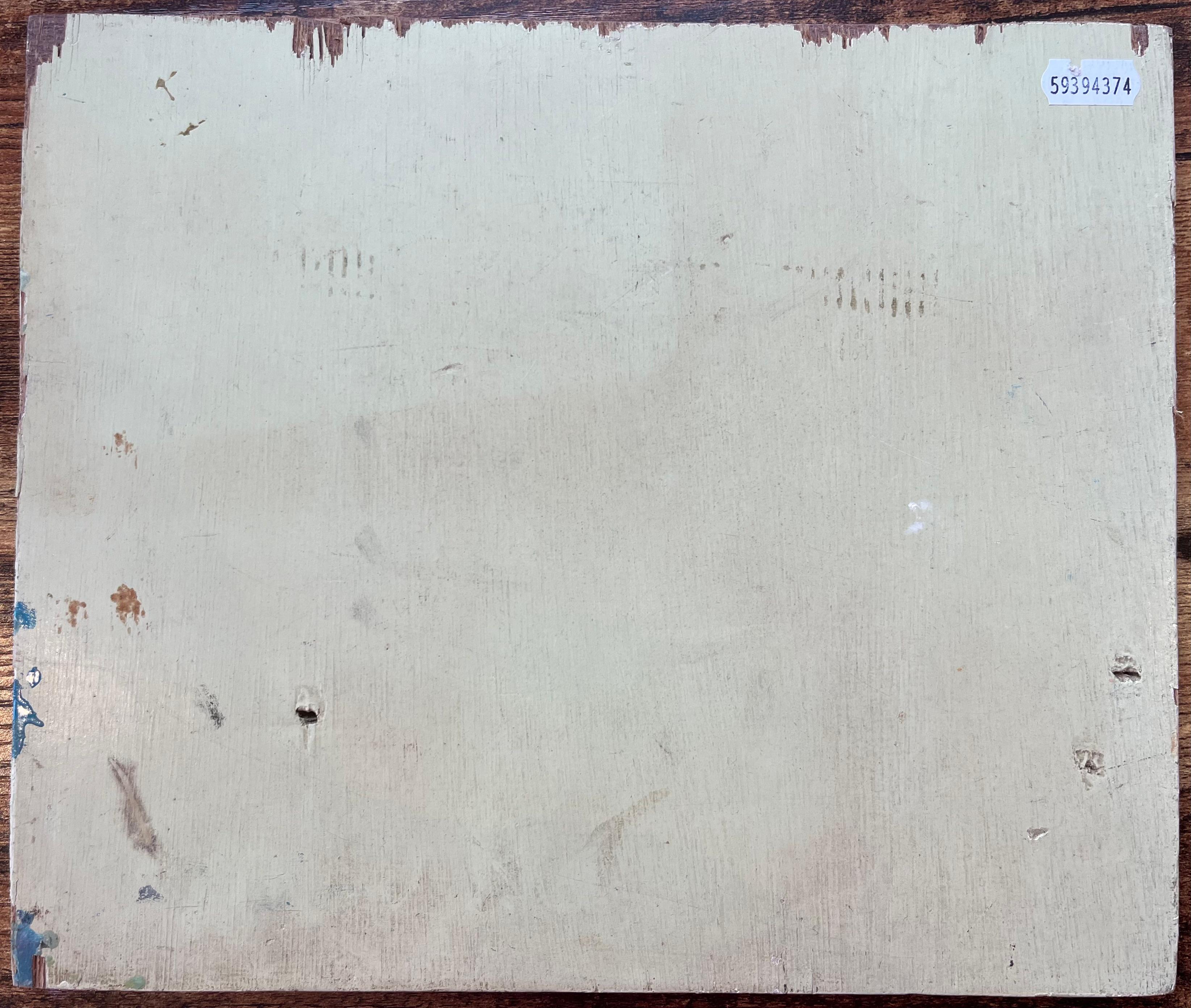 Pintura al óleo impresionista francesa de escena de iglesia y pueblo con figuras en venta 2