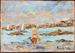 French Impressionist Oil Painting of Coastal Scene at Saint-Lunaire