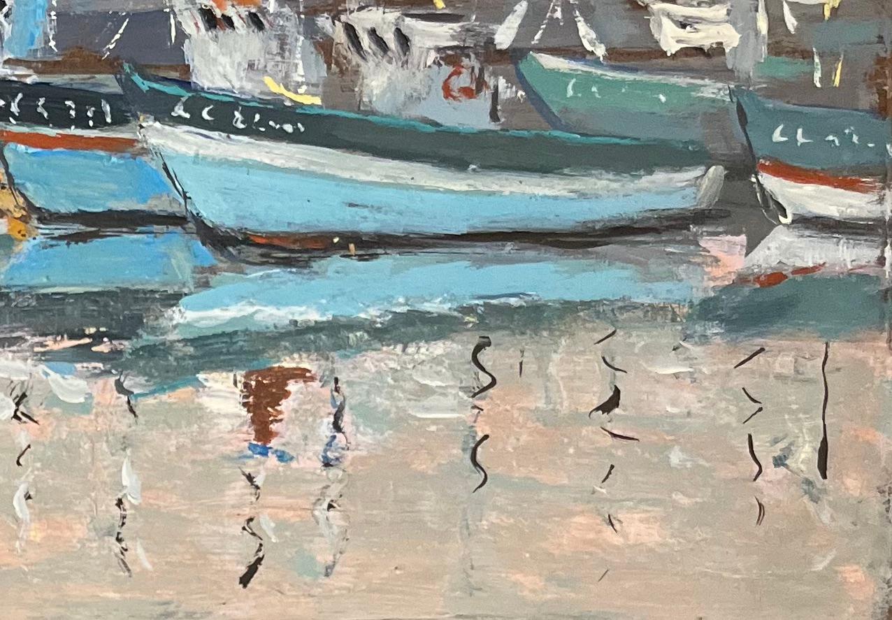 Quadro a olio dell'impressionismo francese raffigurante il porto di Concarneau alla luce del mattino - Painting Impressionismo di Fanch Lel