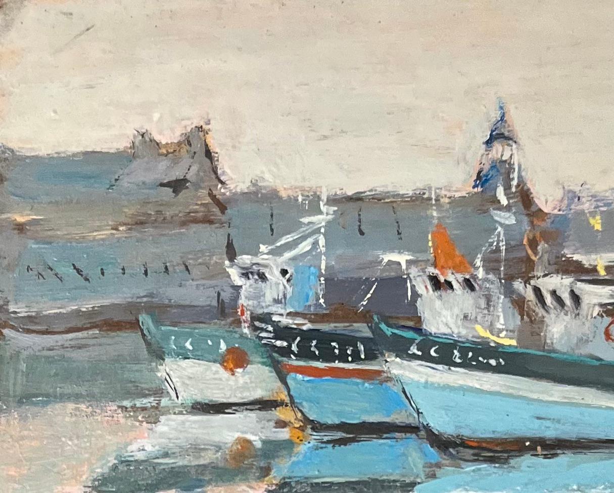 Quadro a olio dell'impressionismo francese raffigurante il porto di Concarneau alla luce del mattino in vendita 1