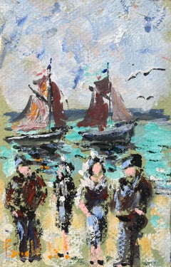 French Impressionist Oil Painting of "Fête des Vieux Coquins à St. Sulac" Breton