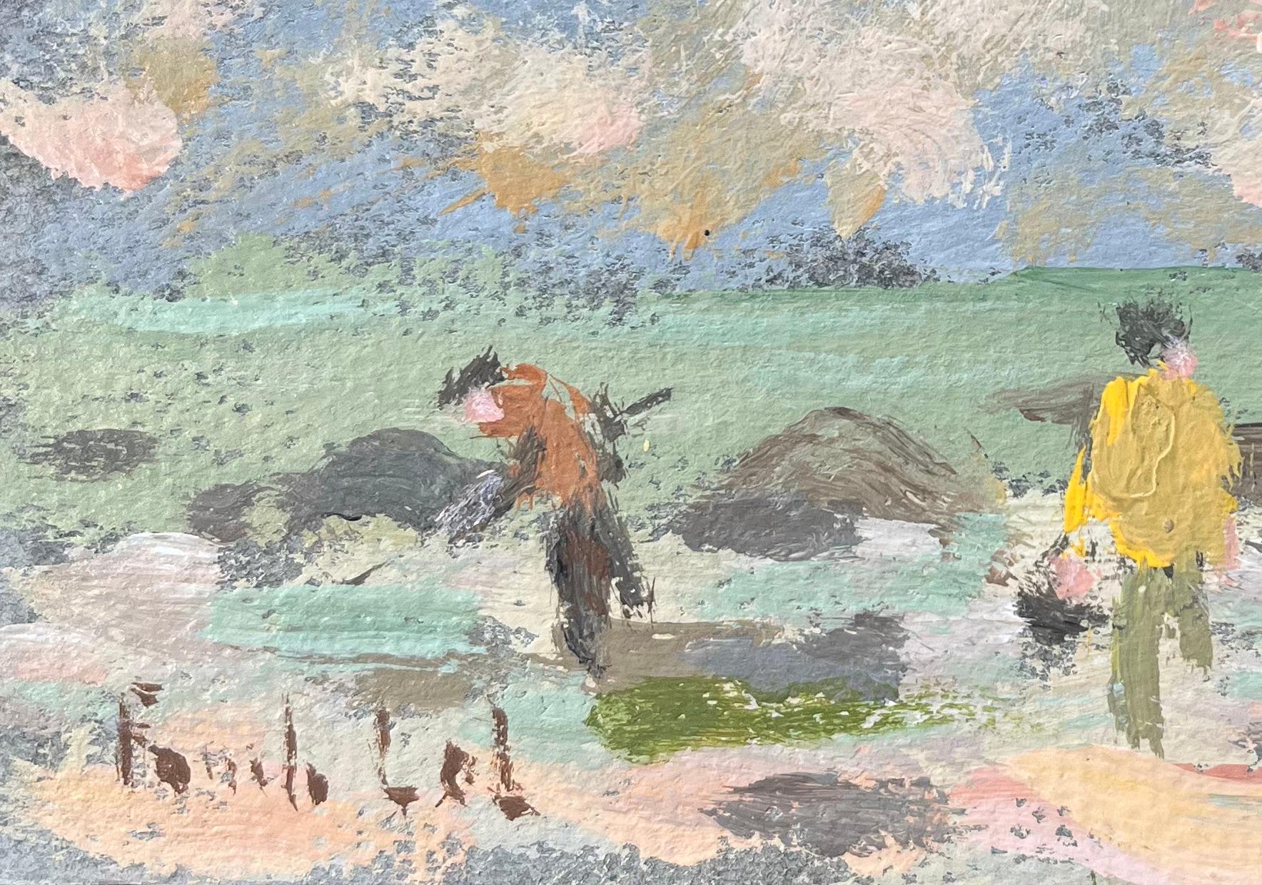 French Impressionist Oil Painting of Figures at the Beach at St Lunaire For Sale 2