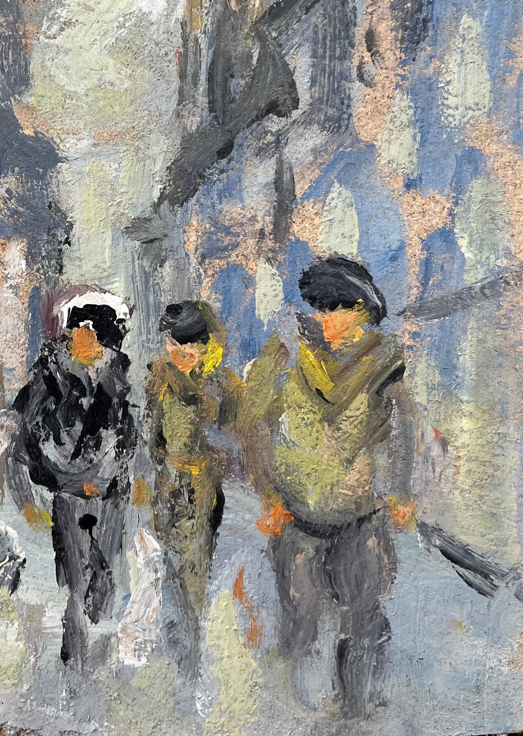 Quadro a olio impressionista francese con figure che passeggiano in un vicolo del villaggio - Painting Impressionismo di Fanch Lel