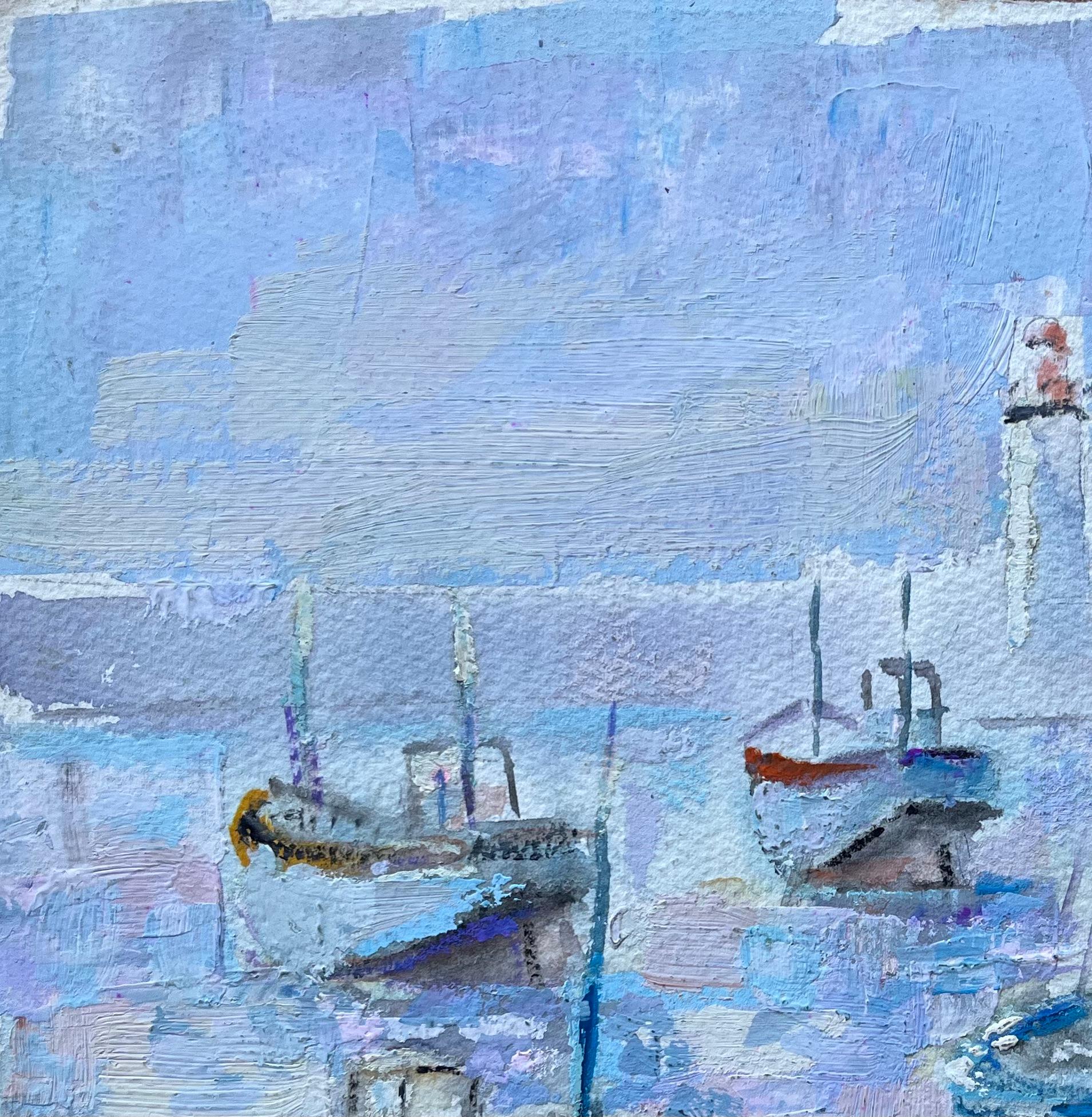 Título: Pintura al óleo impresionista francesa de barcos de pesca y faro
por Fanch Lel
Tamaño: 9,75 pulgadas (alto) x 11,25 pulgadas (ancho)
Óleo sobre papel, sin enmarcar
Estado de conservación: El cuadro está en buen estado, con pequeños signos de