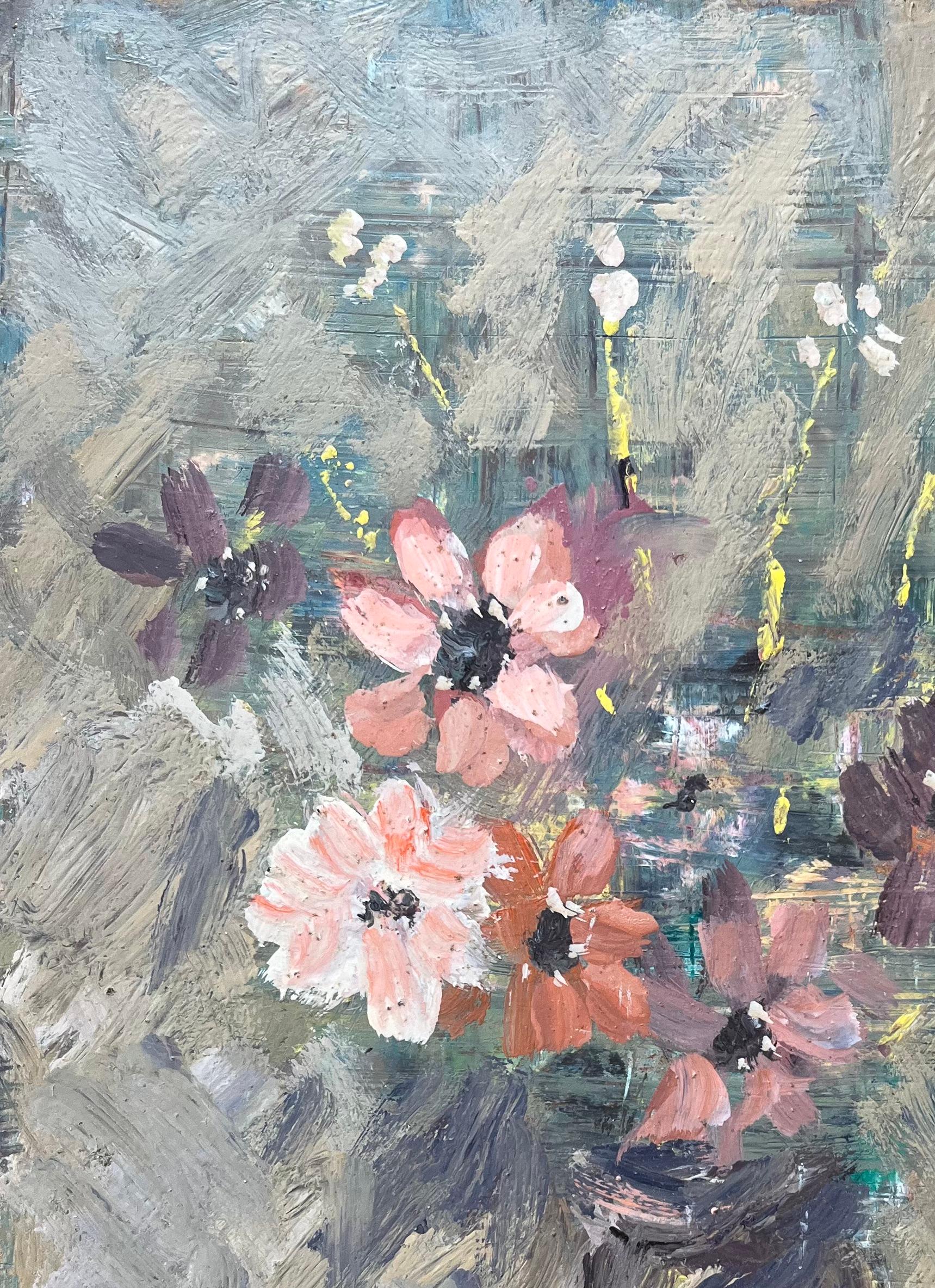 Title: French Impressionist Oil Painting of Floral Still Life in Earthen Vase
By Fanch Lel (French b. 1930)
Size: 10.25 x 8 inches (height x width)
Signed: Yes
Oil painting on board, unframed
Condition: The painting is in good condition, with minor