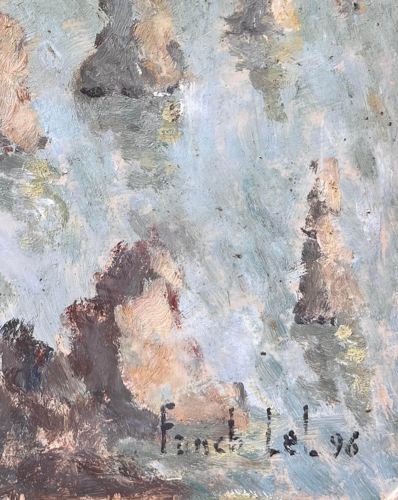 Französischer Impressionist Ölgemälde von Französisch Seelandschaft mit Möwen und Meer Stapel (Impressionismus), Painting, von Fanch Lel