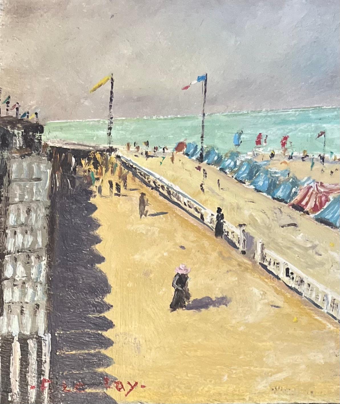 French Impressionist Oil Painting of La Plage de Cabourg, a Picturesque Beach 2
