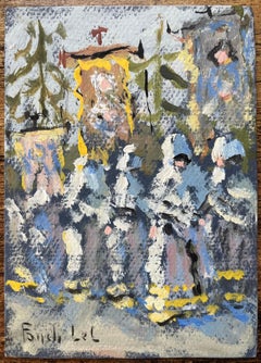 Französischer Impressionist Ölgemälde von La Procession du Folgoët, Bretagne