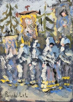 French Impressionist Oil Painting of La Procession du Folgoët, Brittany