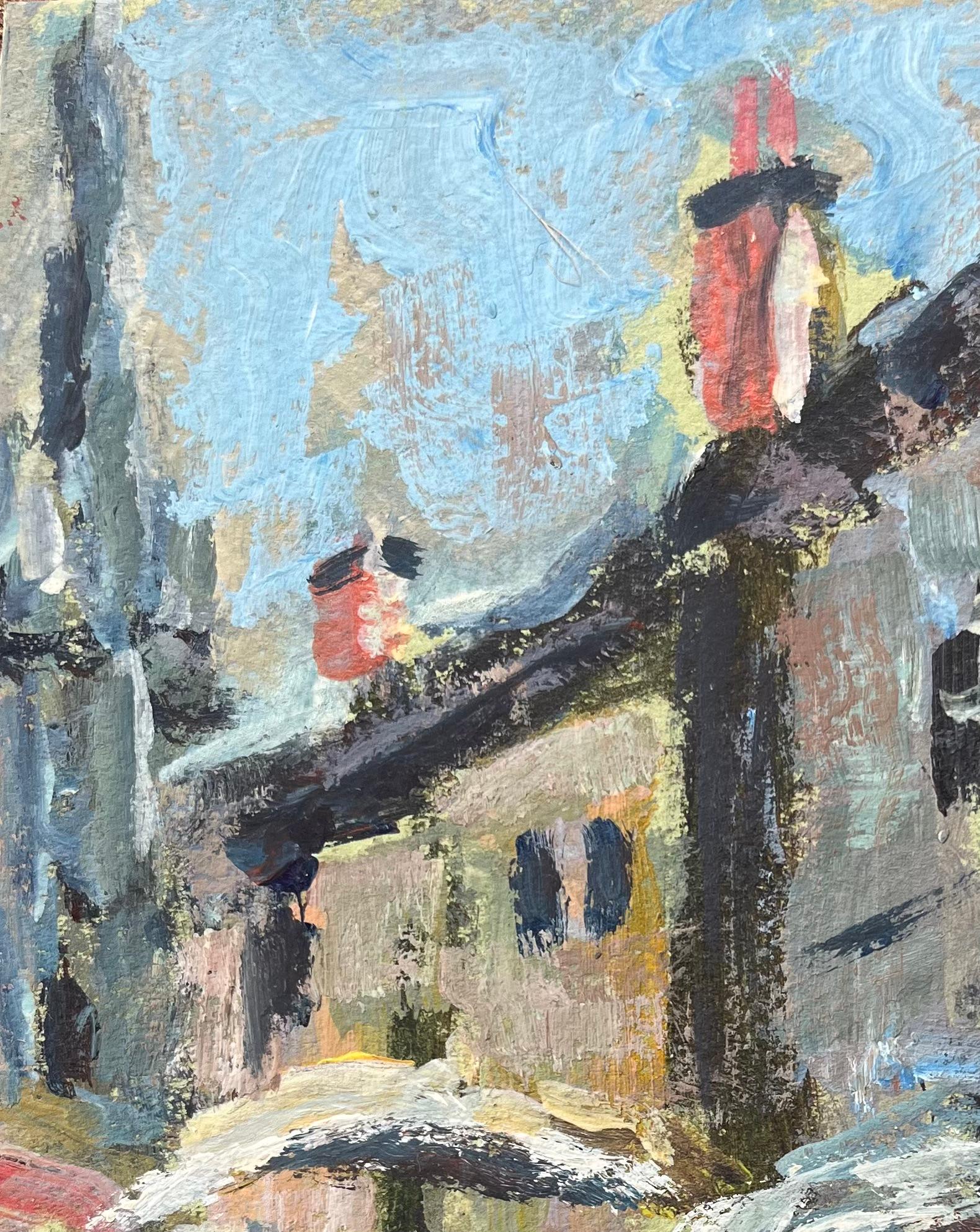Quadro a olio impressionista francese di scena di mercato 