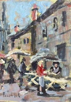 French Impressionist Oil Painting of Le Marché" Market Scene