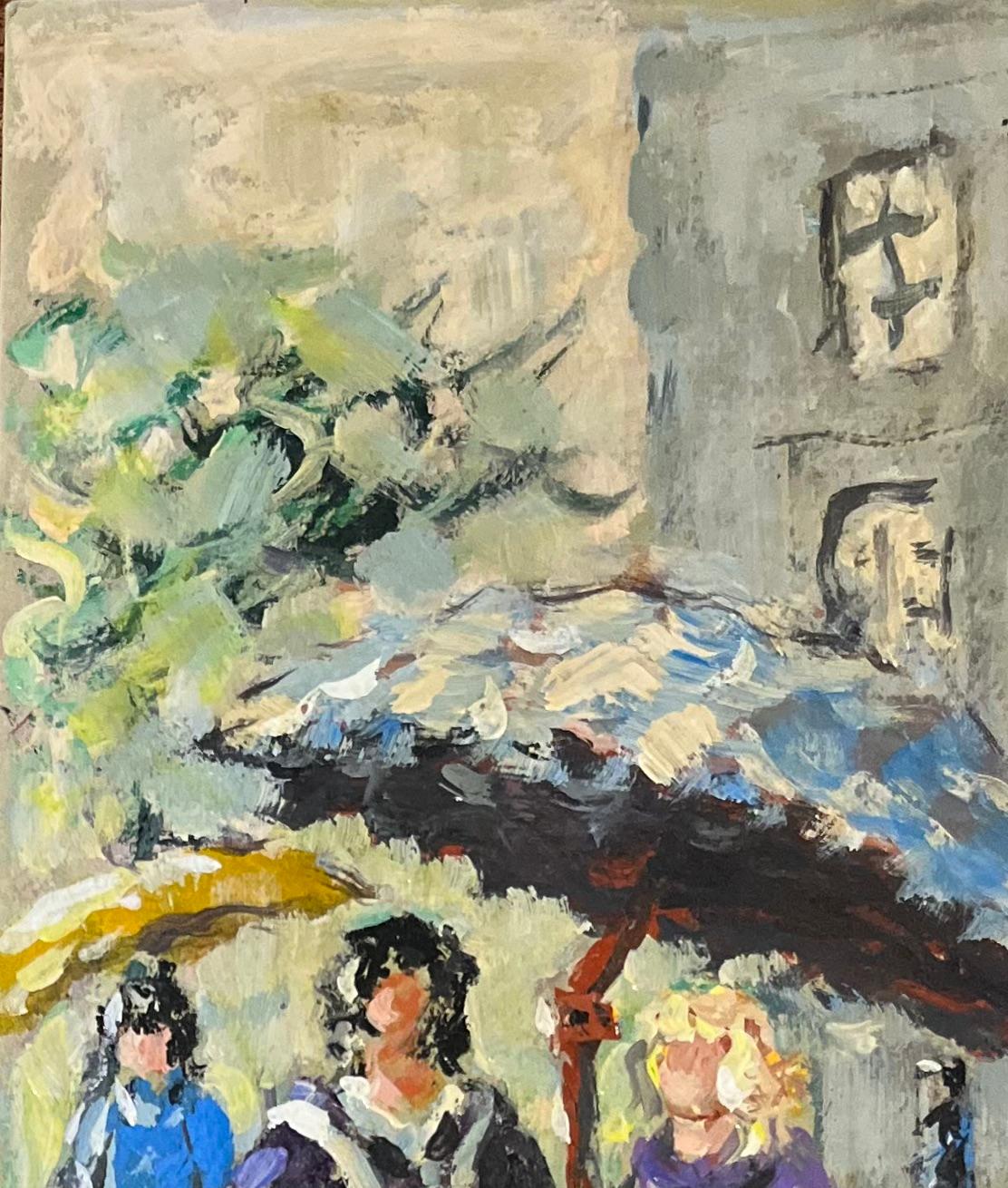 Title: French Impressionist Oil Painting of Le Marché Scene with Figures
By Fanch Lel (French b. 1930)
Size: 10.25 x 8.25 inches (height x width)
Signed: Yes
Oil painting on card, unframed
Condition: The painting is in good condition, with minor