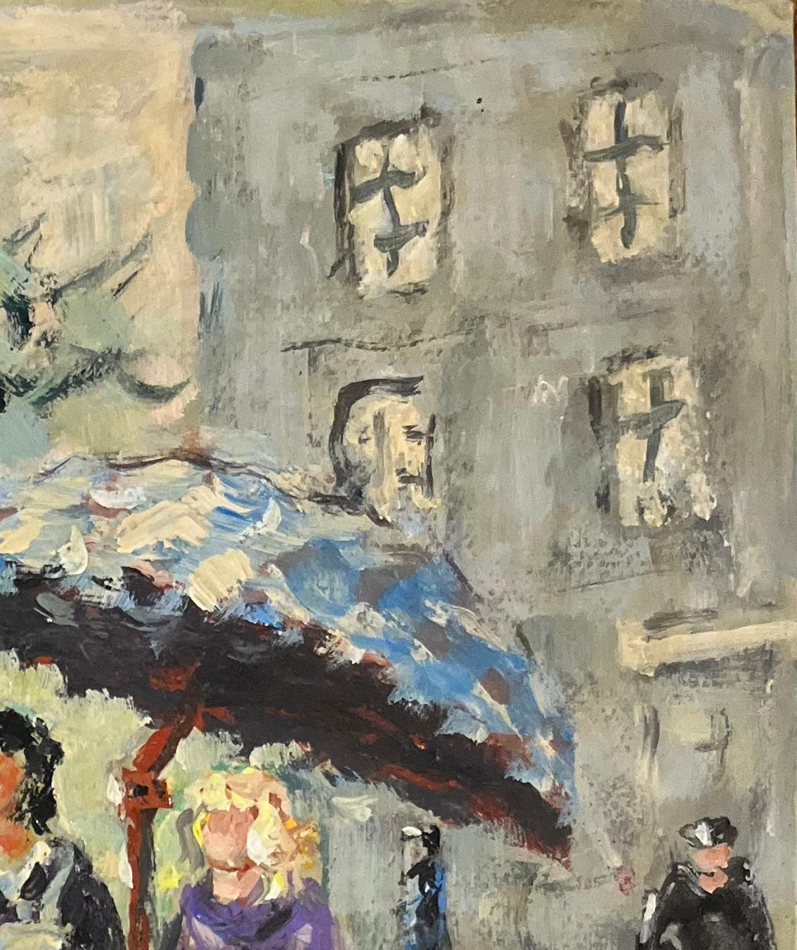 French Impressionist Oil Painting of Le Marché Scene with Figures For Sale 3