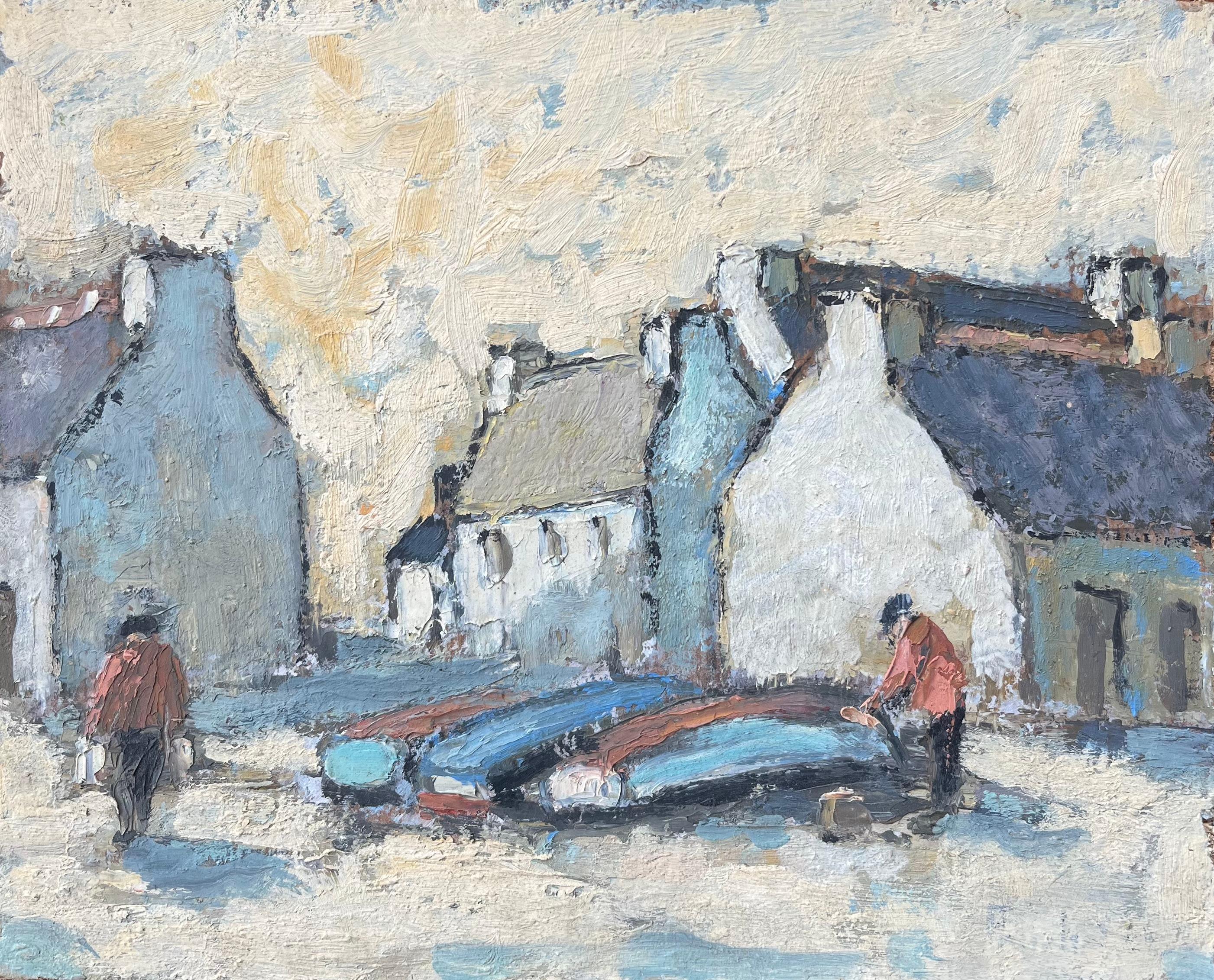 Landscape Painting di Fanch Lel - Dipinto a olio impressionista francese "Les Environs de St.