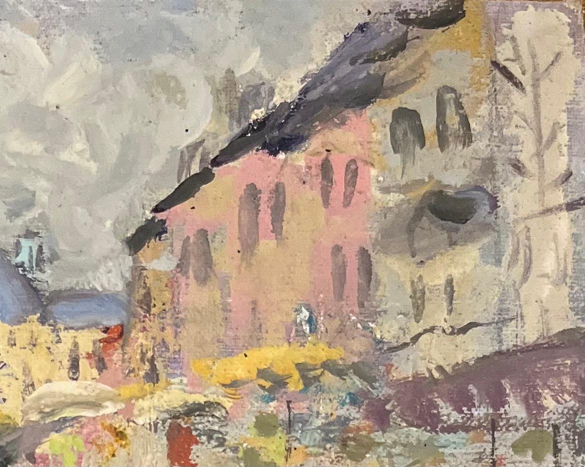 Título: Óleo impresionista francés de Día de mercado en el pueblo con figuras
Por Fanch Lel (francés, 1930)
Tamaño: 15 x 20 cm (alto x ancho)
Firmado: Sí
Óleo sobre tabla, sin enmarcar
Estado de conservación: El cuadro está en buen estado, con