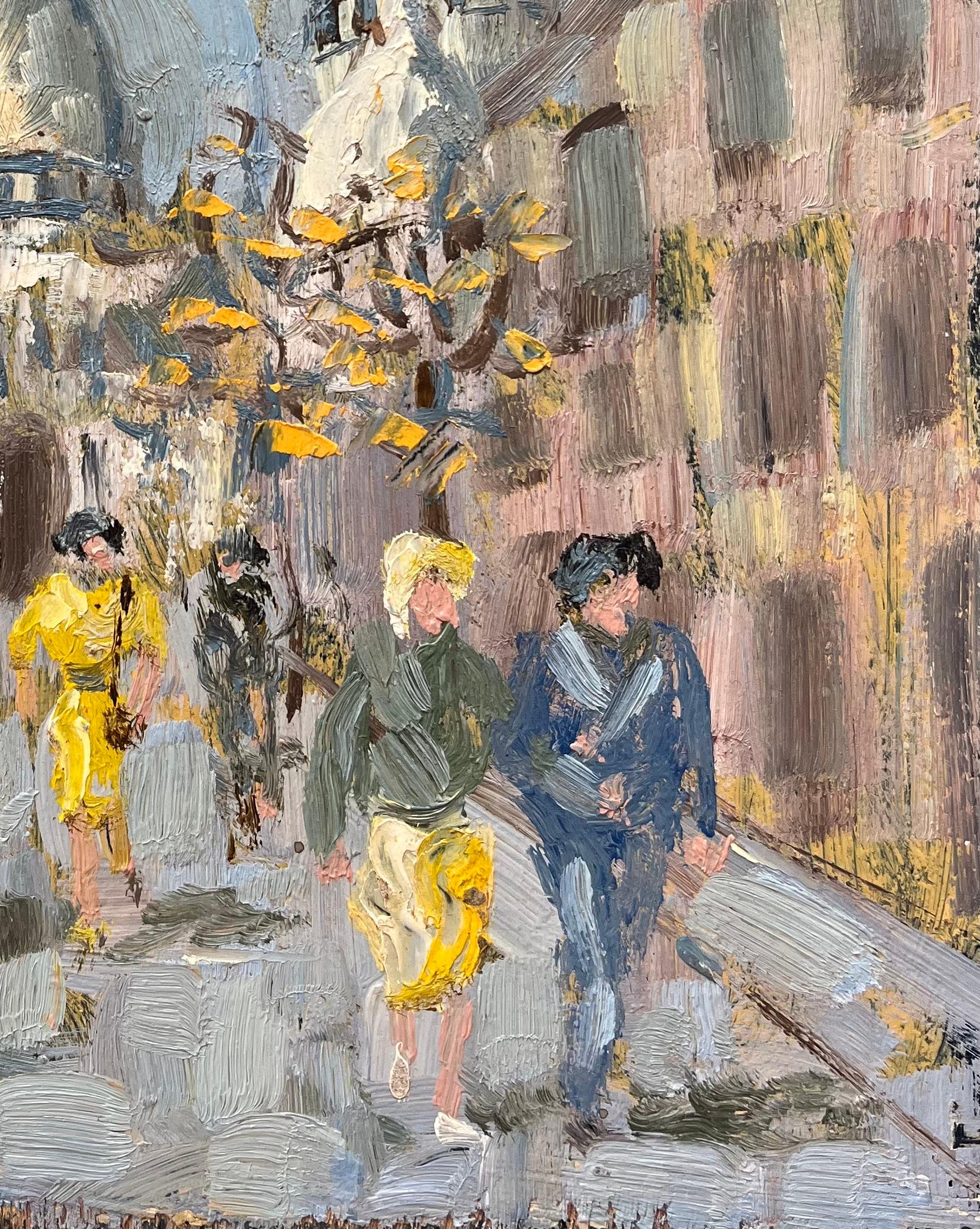 Quadro a olio impressionista francese di Montmartre con la Basilica del Sacro Cuore - Painting Impressionismo di Fanch Lel