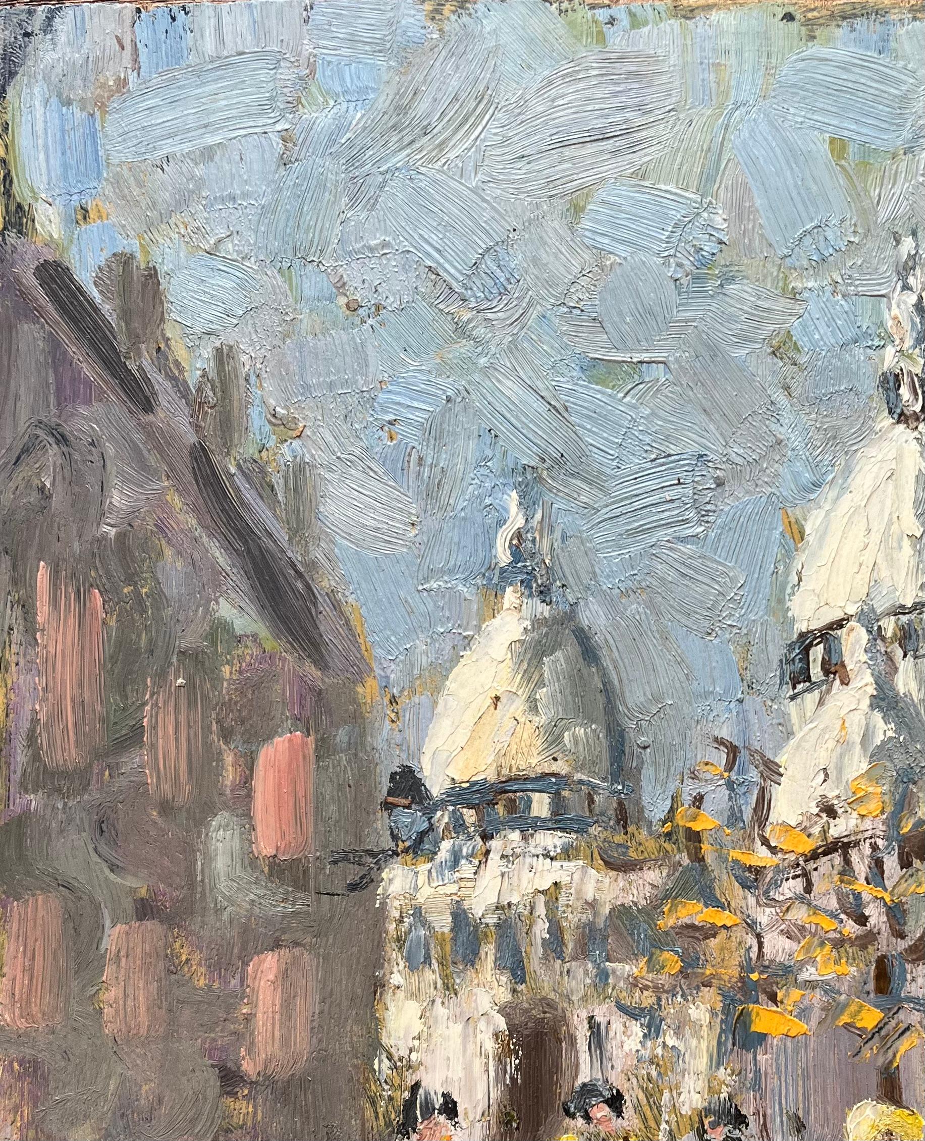 Quadro a olio impressionista francese di Montmartre con la Basilica del Sacro Cuore in vendita 1