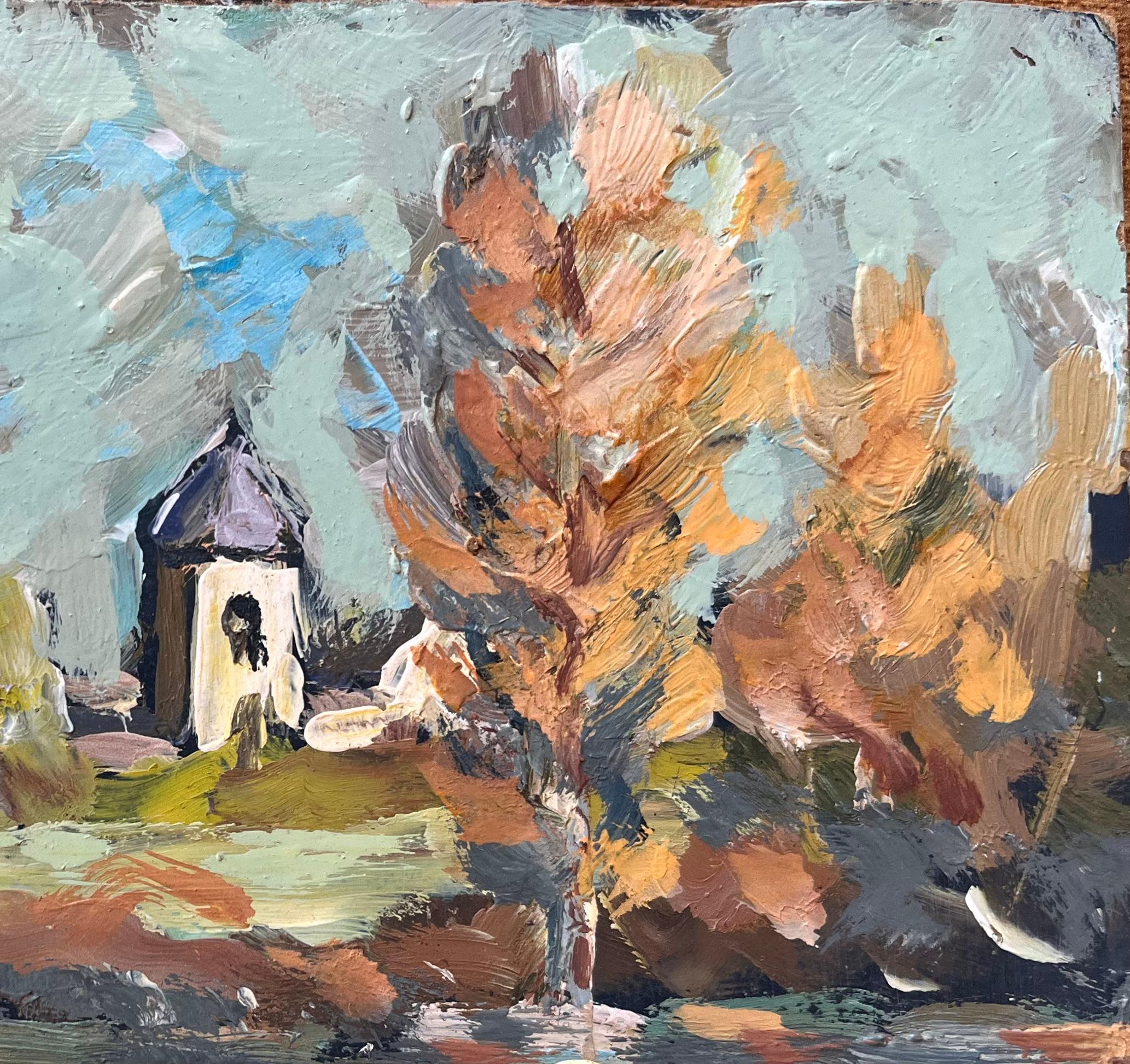 Peinture impressionniste française d'une scène de rivière à Guînes, dans le nord de la France - Impressionnisme Painting par Fanch Lel