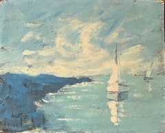 French Impressionist Oil Painting of Sailboats in Brittany
s Calm Waters