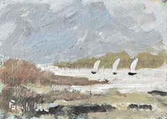 French Impressionist Oil Painting of Sailboats in Regatta at Saint-Lunaire Bay