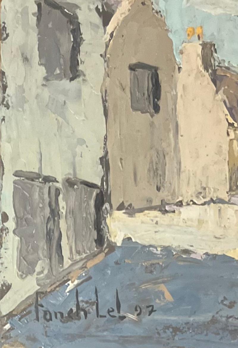French Impressionist Oil Painting of Serene Street Scene in St. Suliac For Sale 1