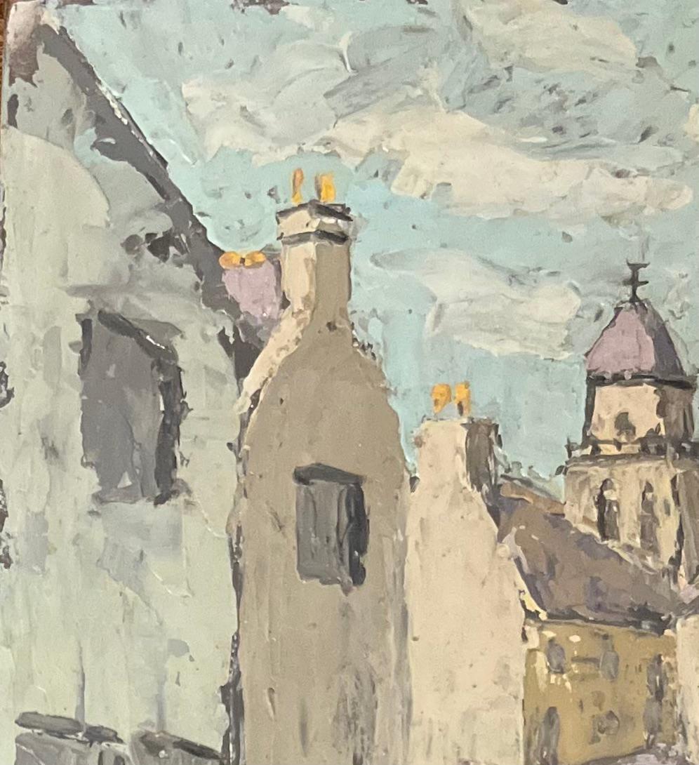 French Impressionist Oil Painting of Serene Street Scene in St. Suliac For Sale 3
