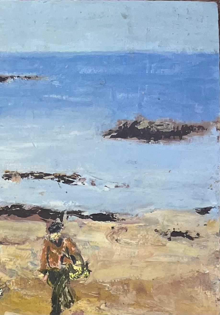 Título: Pintura al óleo impresionista francesa de mariscadoras junto a la costa
Por Fanch Lel (francés, 1930)
Tamaño: 8,75 x 10,75 pulgadas (alto x ancho)
Firmado: Sí
Óleo sobre tabla, sin enmarcar
Estado de conservación: El cuadro está en buen